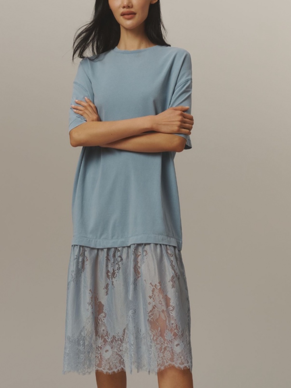 NWOT Anthropologie daily practice twofer lace t shirt dress